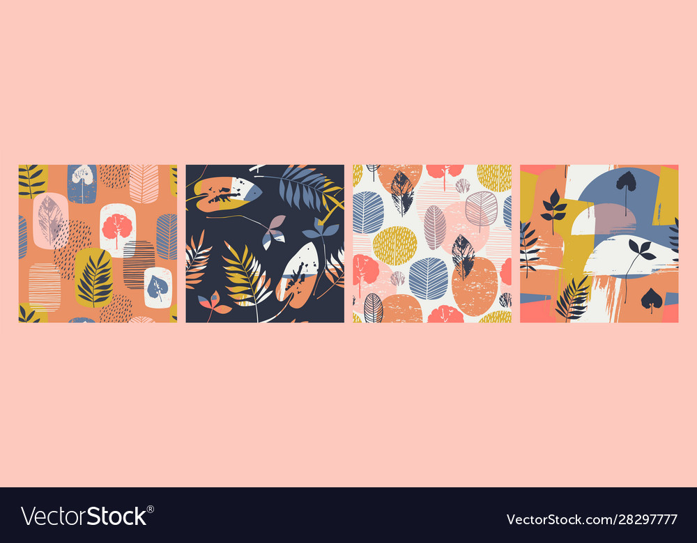 Abstract autumn seamless patterns with leaves vector image Abstract autumn seamless patterns with leaves