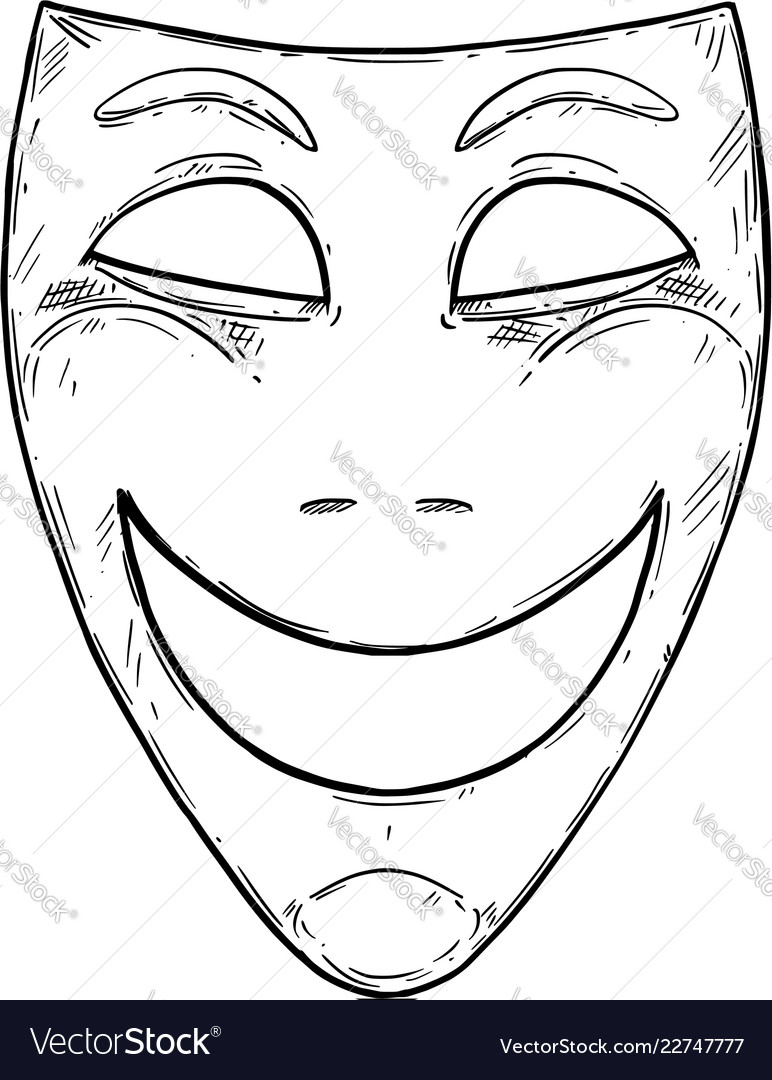 Artistic drawing happy smiling comedy mask Vector Image