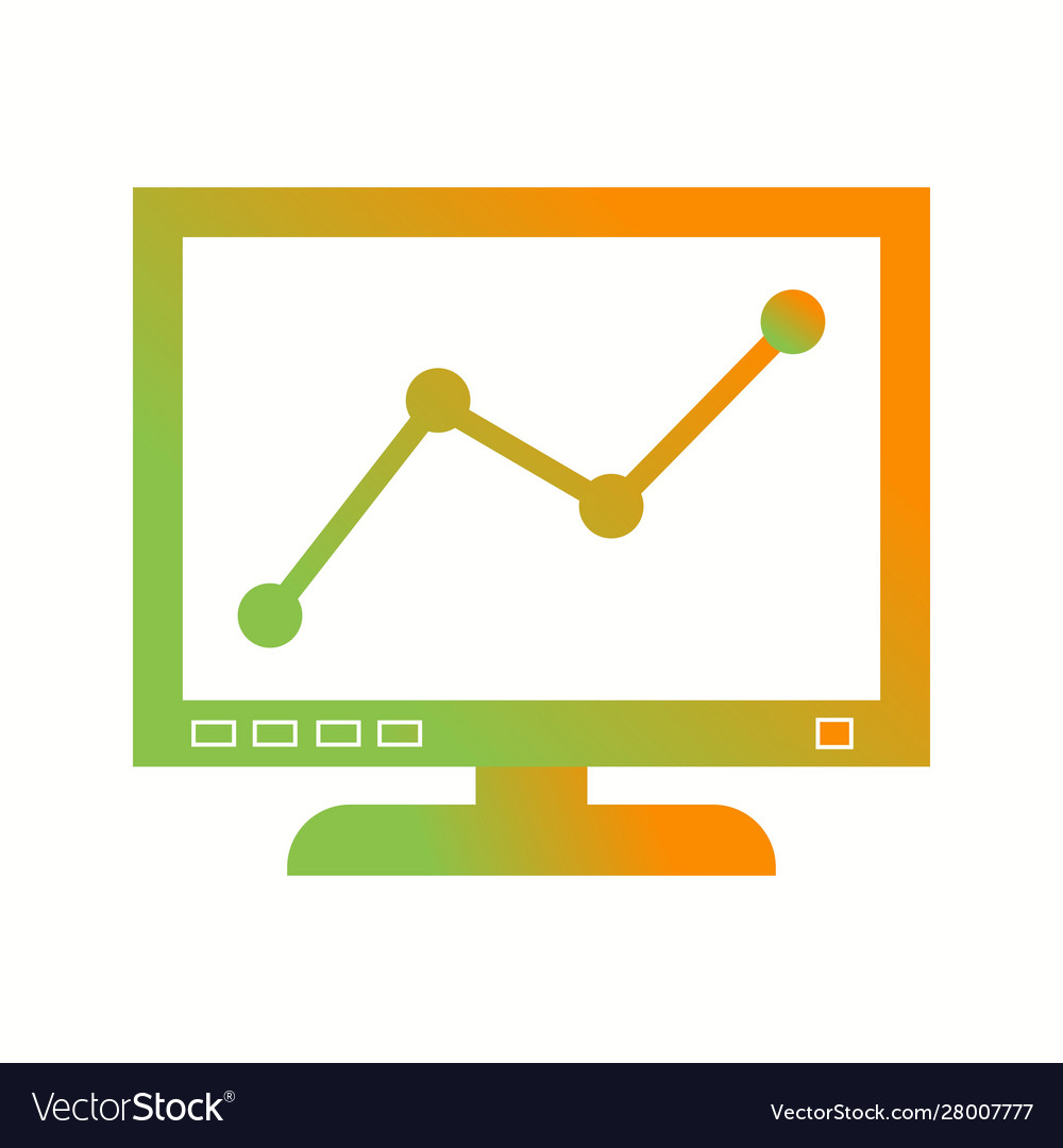 Beautiful graph on computer glyph icon