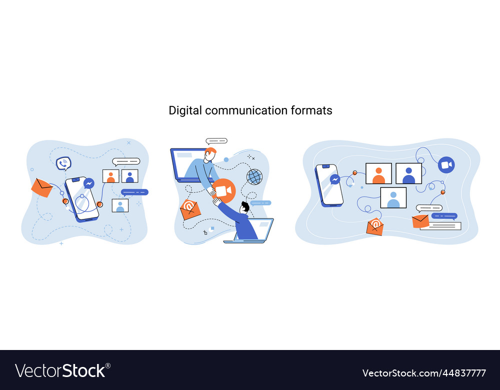 Digital communication formats metaphor content vector image Digital communication formats metaphor content