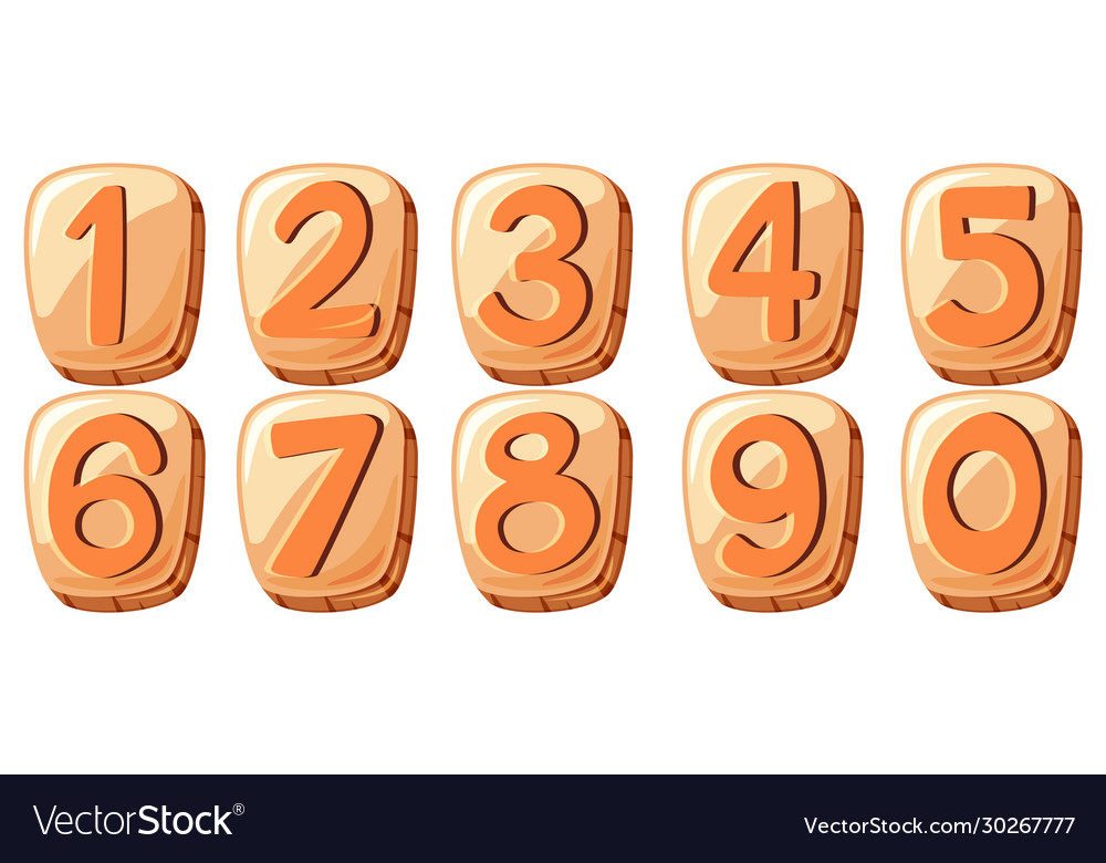 Font design for number one to zero on white vector image Font design for number one to zero on white
