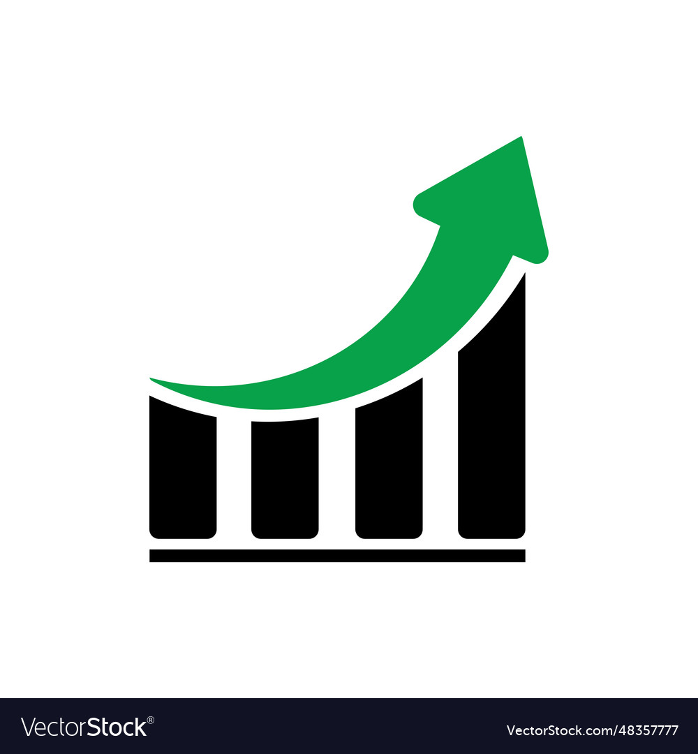 Growing graph bar chart flat icon isolated vector image Growing graph bar chart flat icon isolated