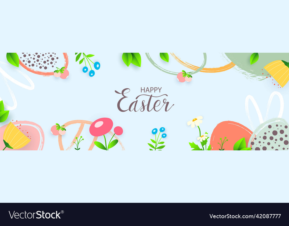 Happy easter banner trendy design