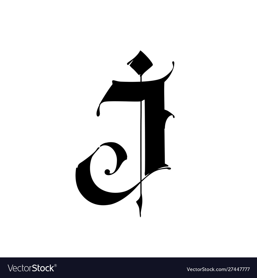 Letter j in gothic style alphabet symbol Vector Image