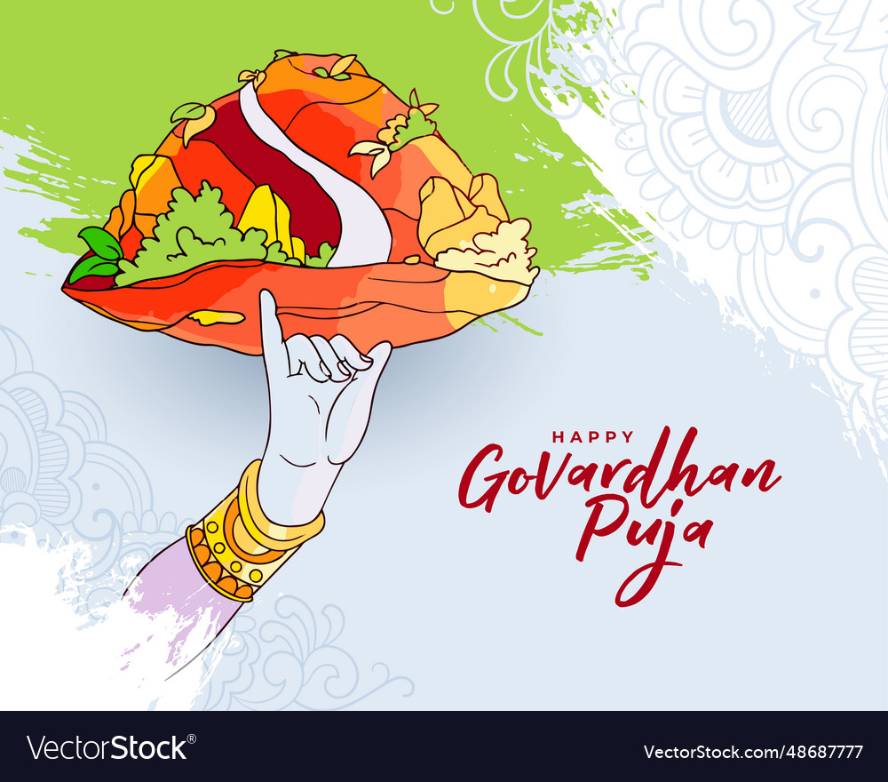 Lovely govardhan puja greeting background