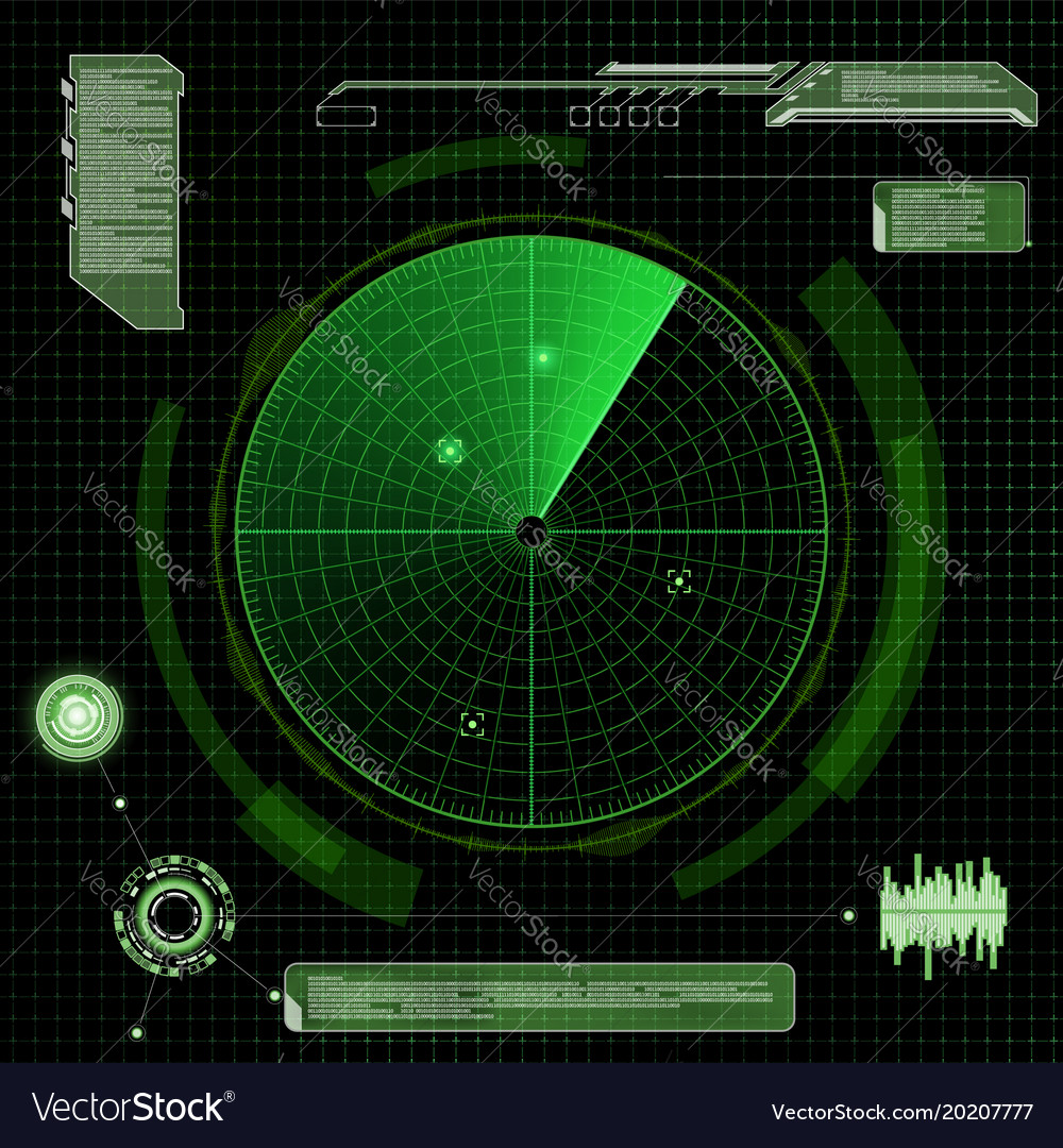 Military green radar screen with target Royalty Free Vector