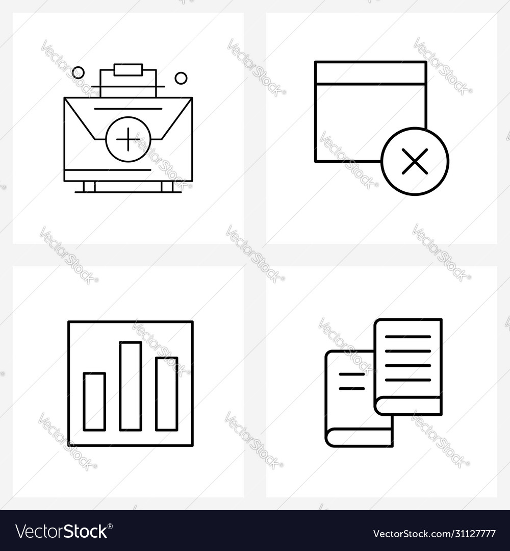 Modern style set 4 line pictograph grid based