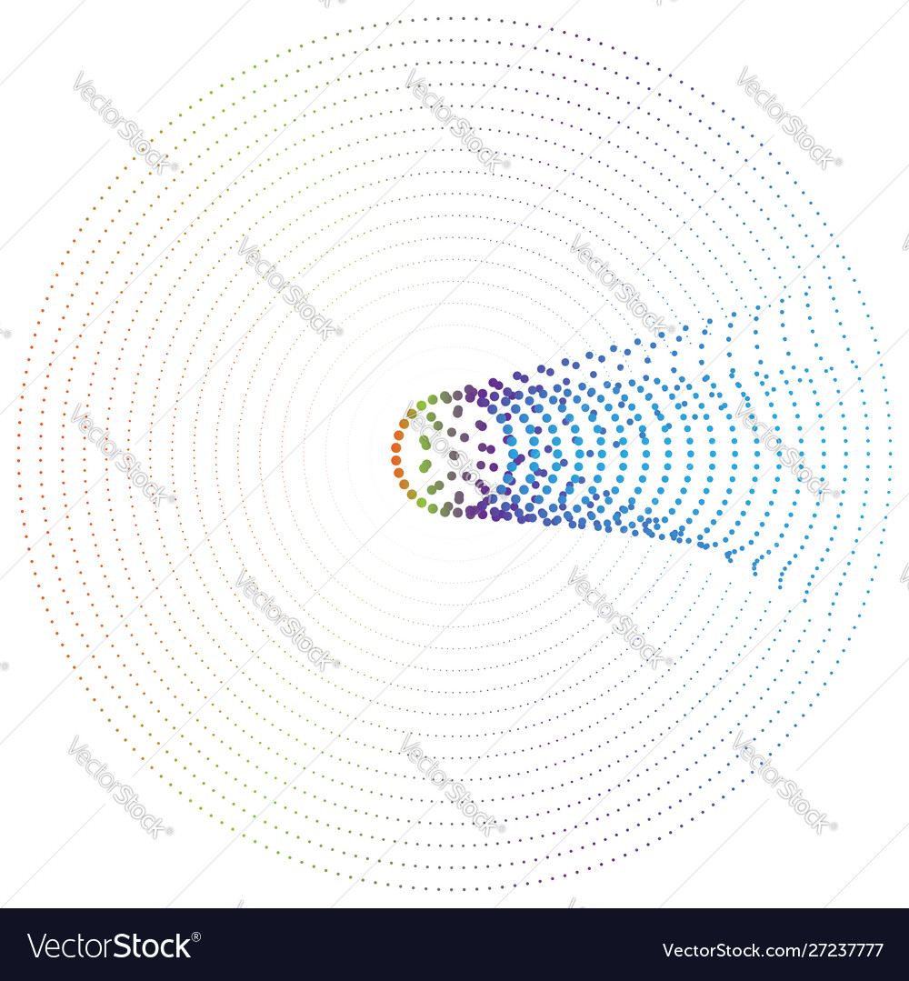 Radial element with random dots circles rings vector image Radial element with random dots circles rings