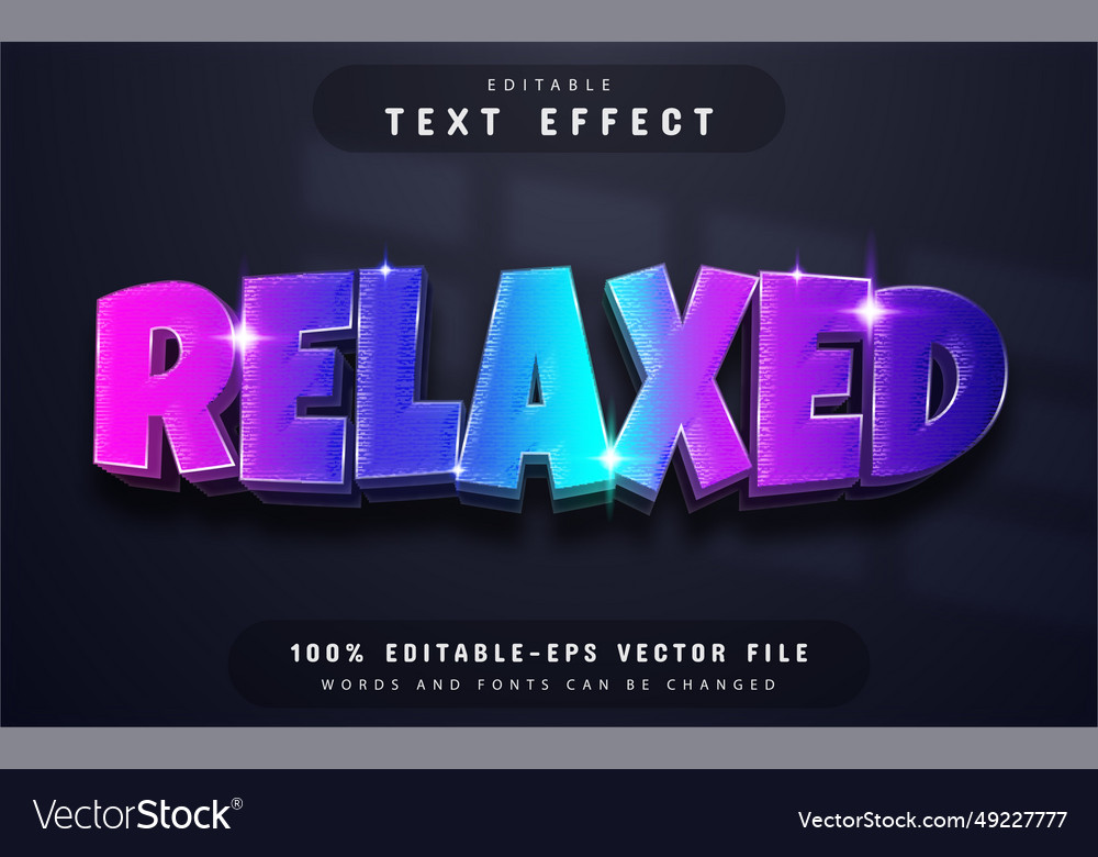 Relaxed 3d text effect editable vector image Relaxed 3d text effect editable