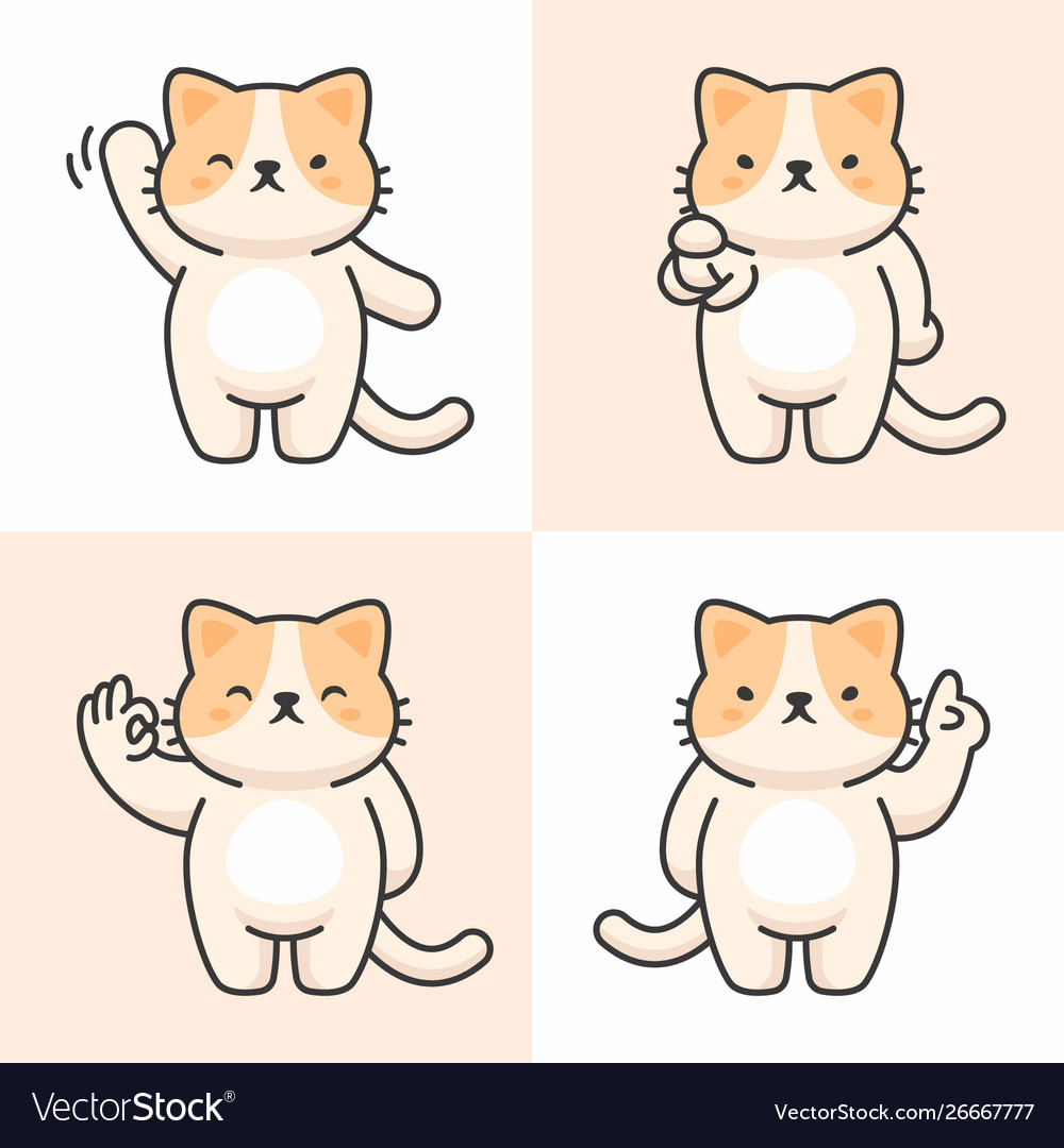 Set cute cat characters vector image Set cute cat characters