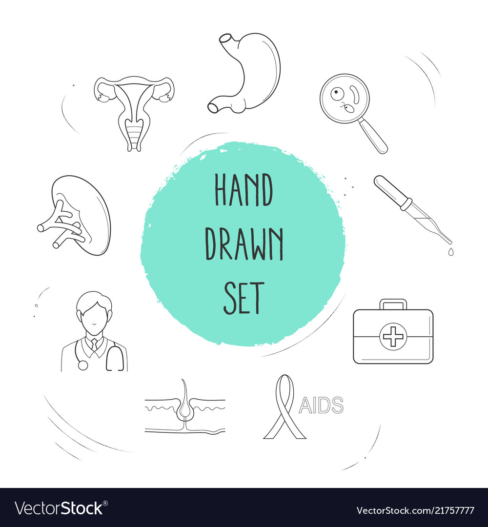 Set of organ icons line style symbols with dropper Vector Image Set of organ icons line style symbols with dropper