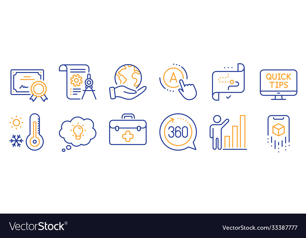 Set science icons such as weather thermometer