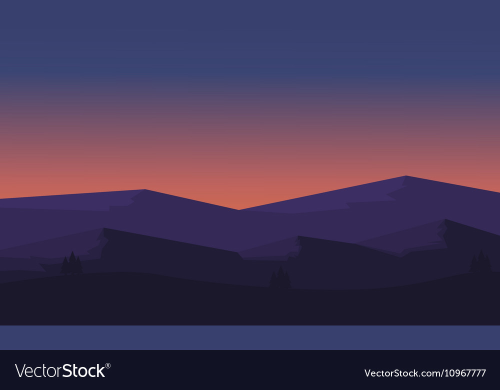 Silhouette of mountain and hill scenery