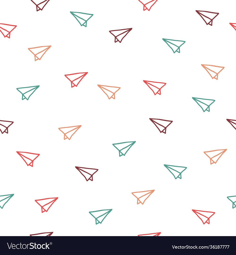 Simple paper plane doodle repeat pattern vector image Simple paper plane doodle repeat pattern