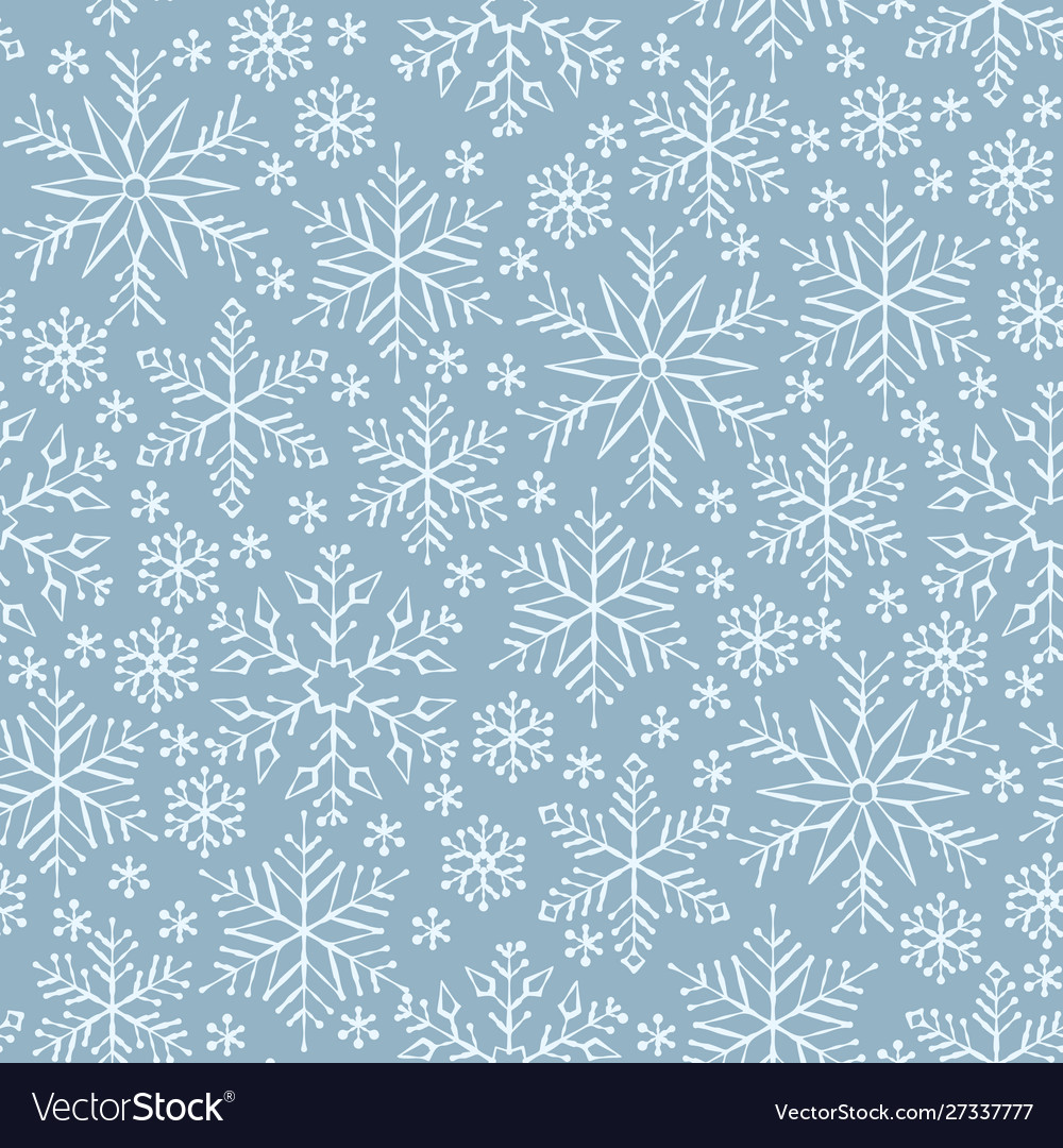 Snow flake line seamless pattern winter background vector image Snow flake line seamless pattern winter background