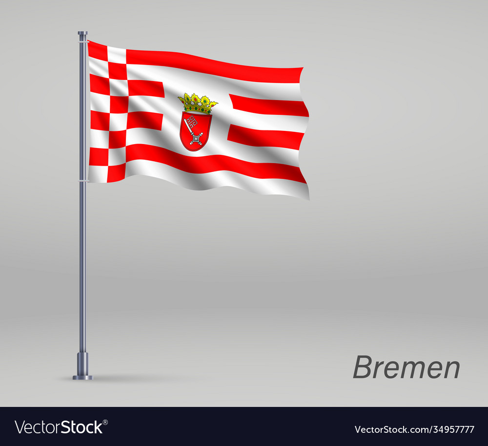 Waving flag bremen state germany Royalty Free Vector Image