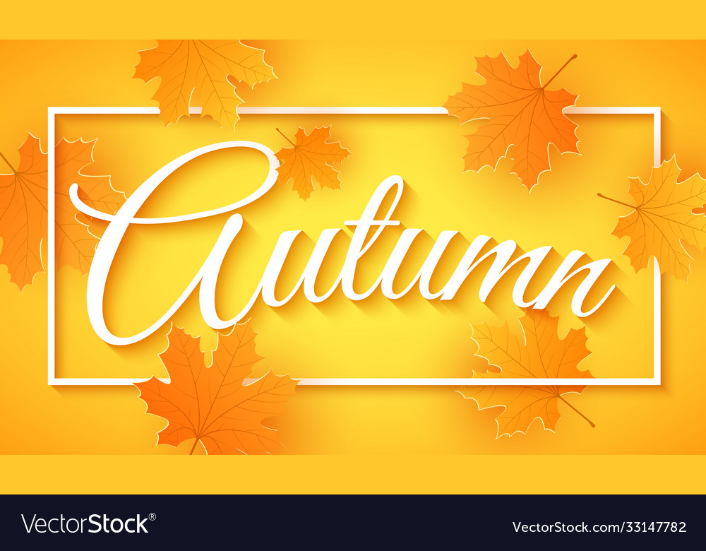 Autumn seasonal banner greeting card calligraphy