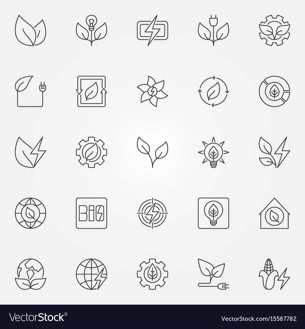 Bioenergy icons set