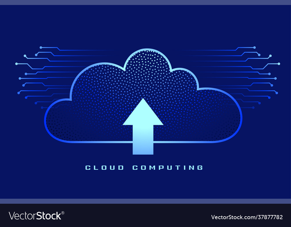 Cloud computing background with upload arrow vector image Cloud computing background with upload arrow