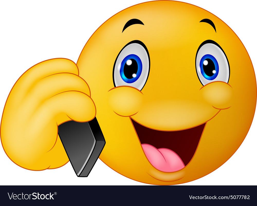 Emoticon smiley talking on cell phone Royalty Free Vector