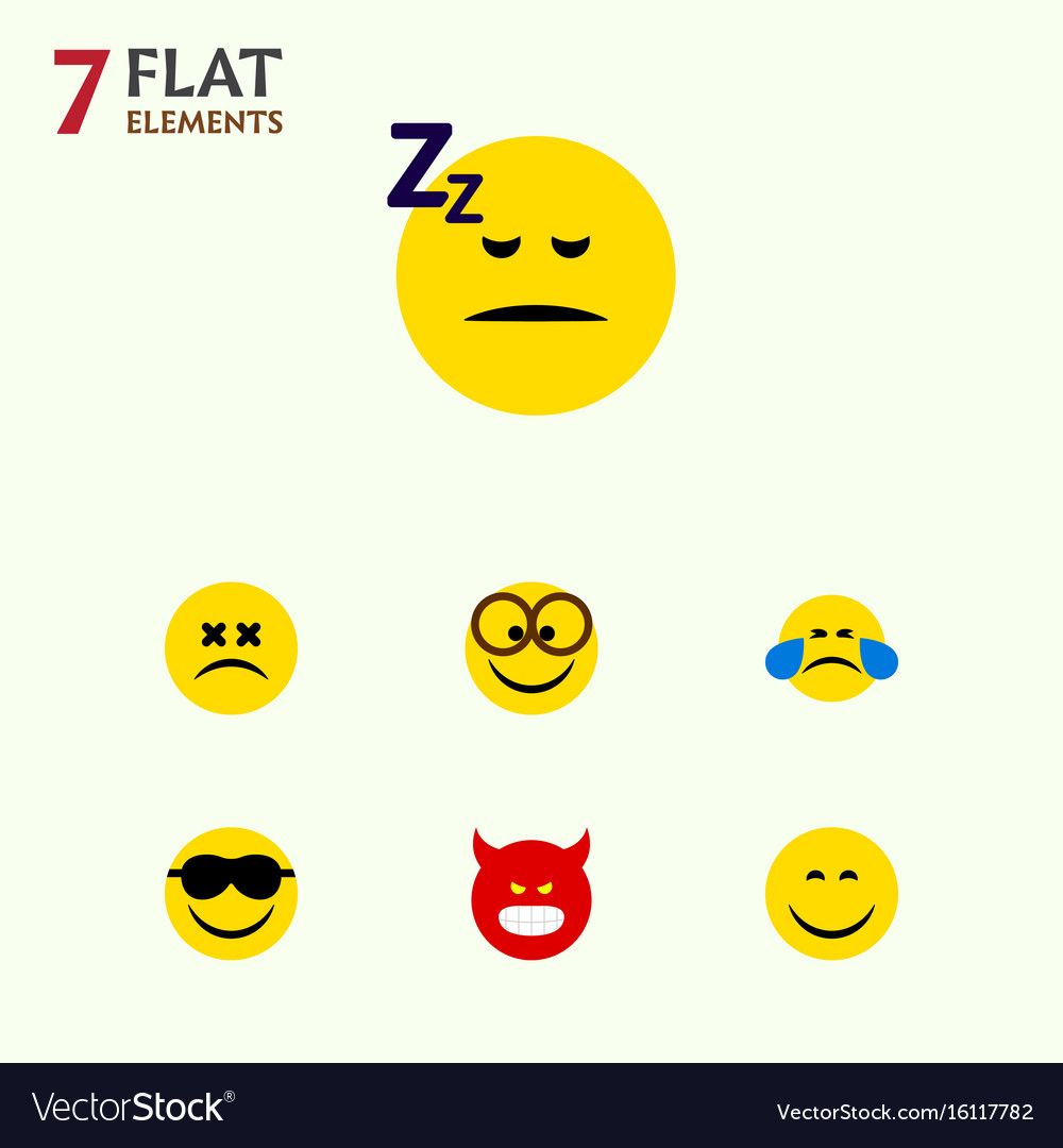Flat icon expression set of pouting happy cross