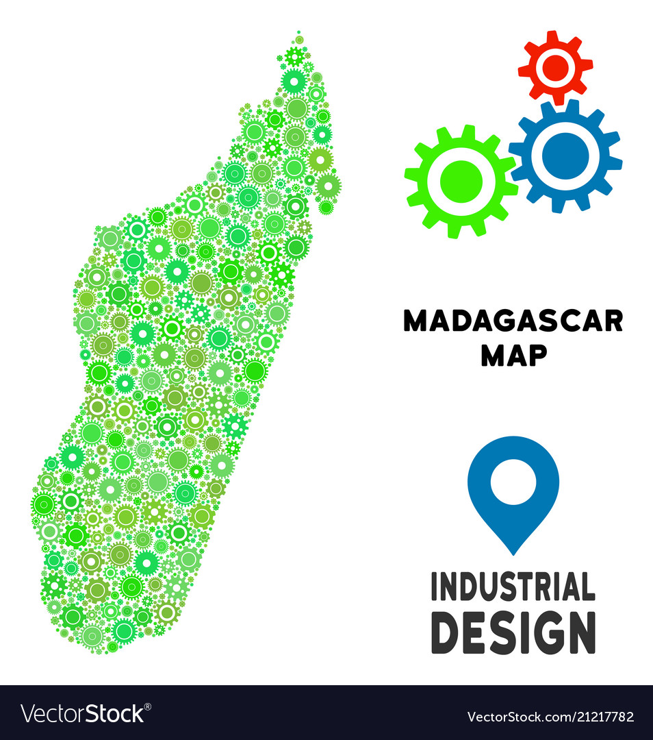 Gears madagascar island map collage