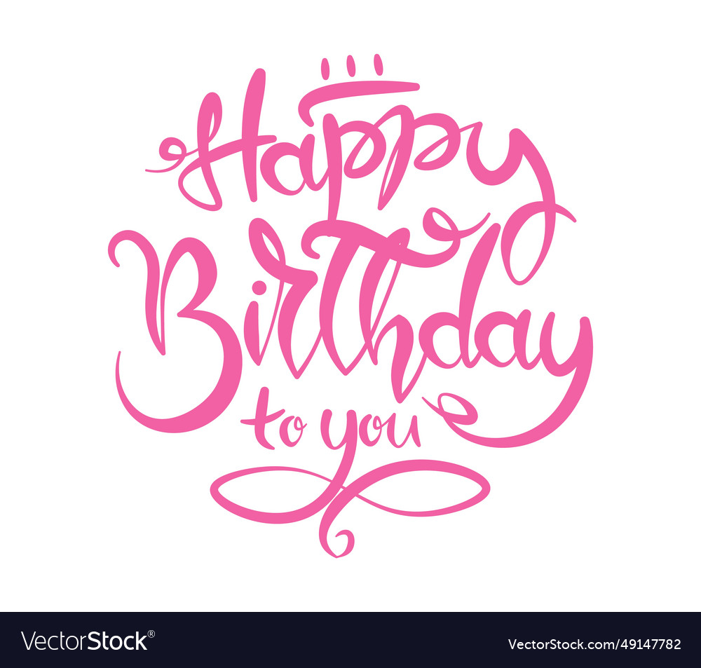 Happy birthday to you handwritten lettering Vector Image