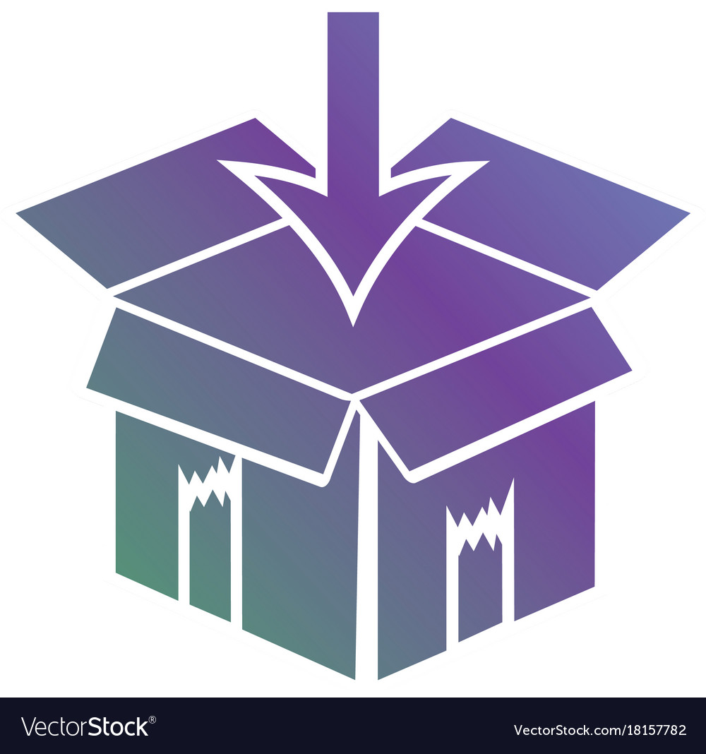 Line box package object apen with arrow down