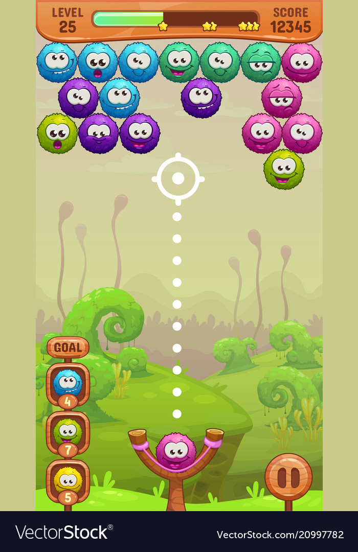 Bubbles Shooter Game Screen Stock Illustration - Illustration of fantasy,  interface: 61555766