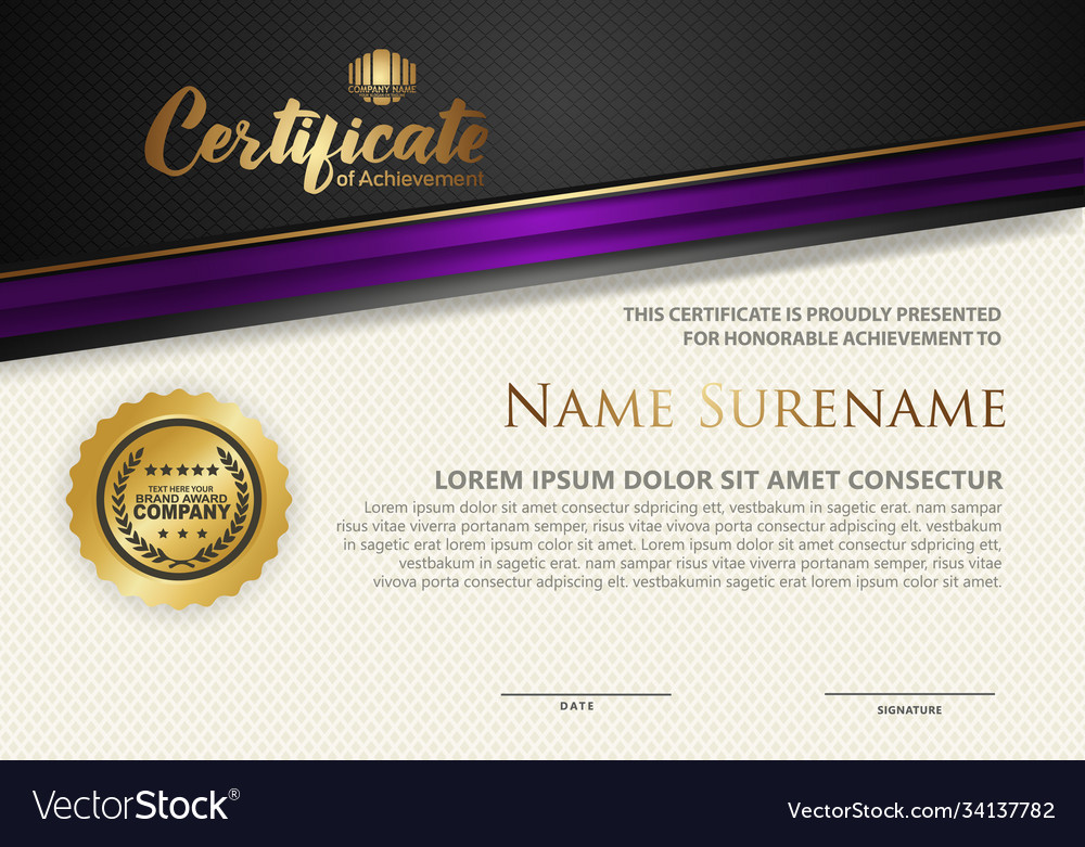 Modern certificate template with lines style vector image Modern certificate template with lines style