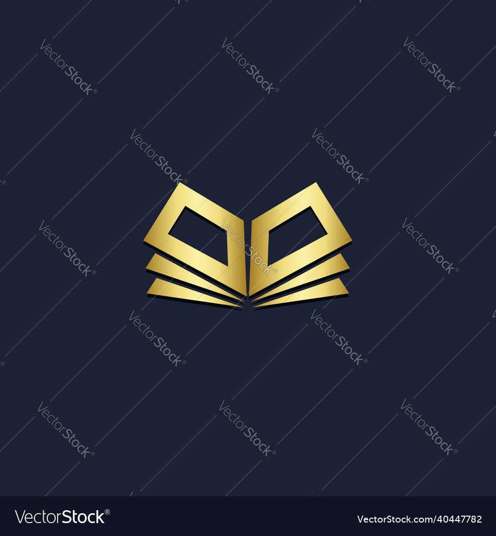 Open book sign gold logo Royalty Free Vector Image