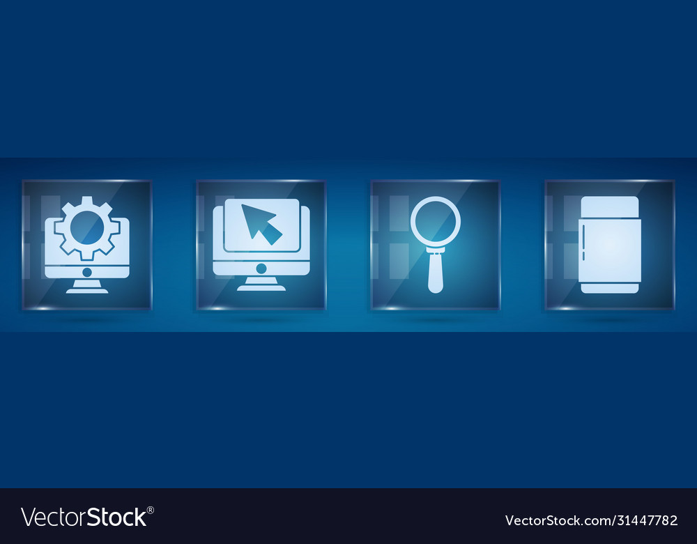 Set computer monitor and gear vector image Set computer monitor and gear