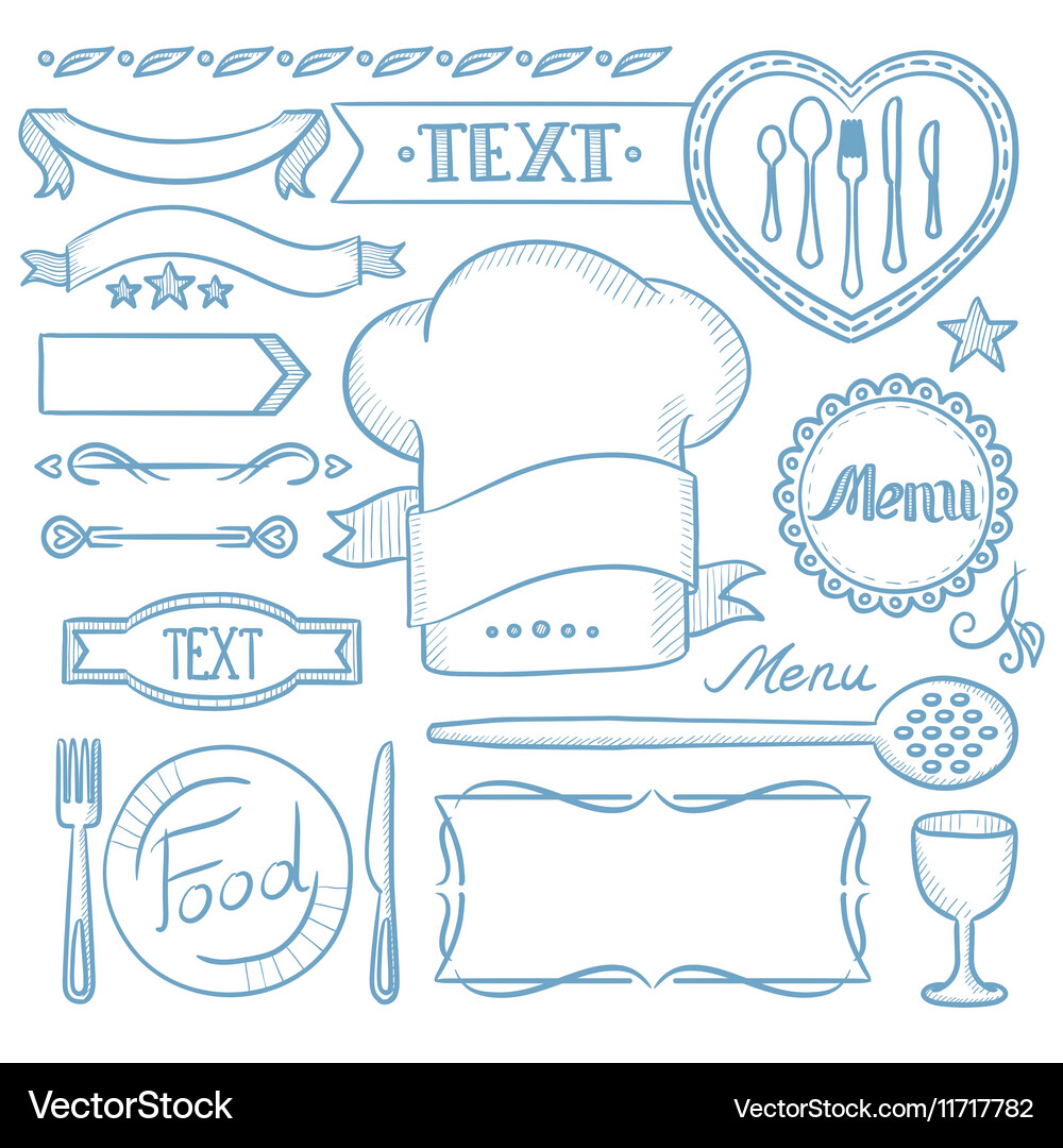 Set of ribbons frames for restaurant menu Vector Image