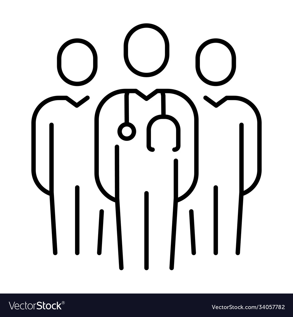 Simple linear icon for a group doctors vector image Simple linear icon for a group doctors