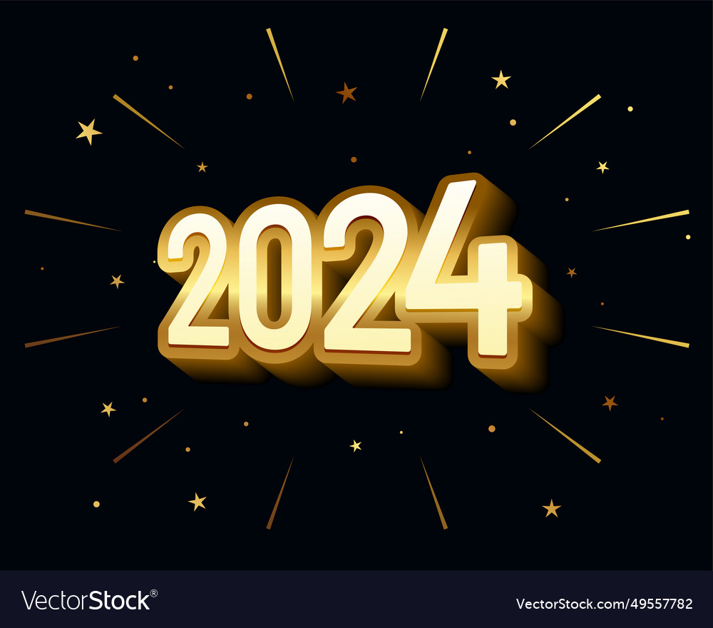 Stylish 2024 new year bursting star background Vector Image