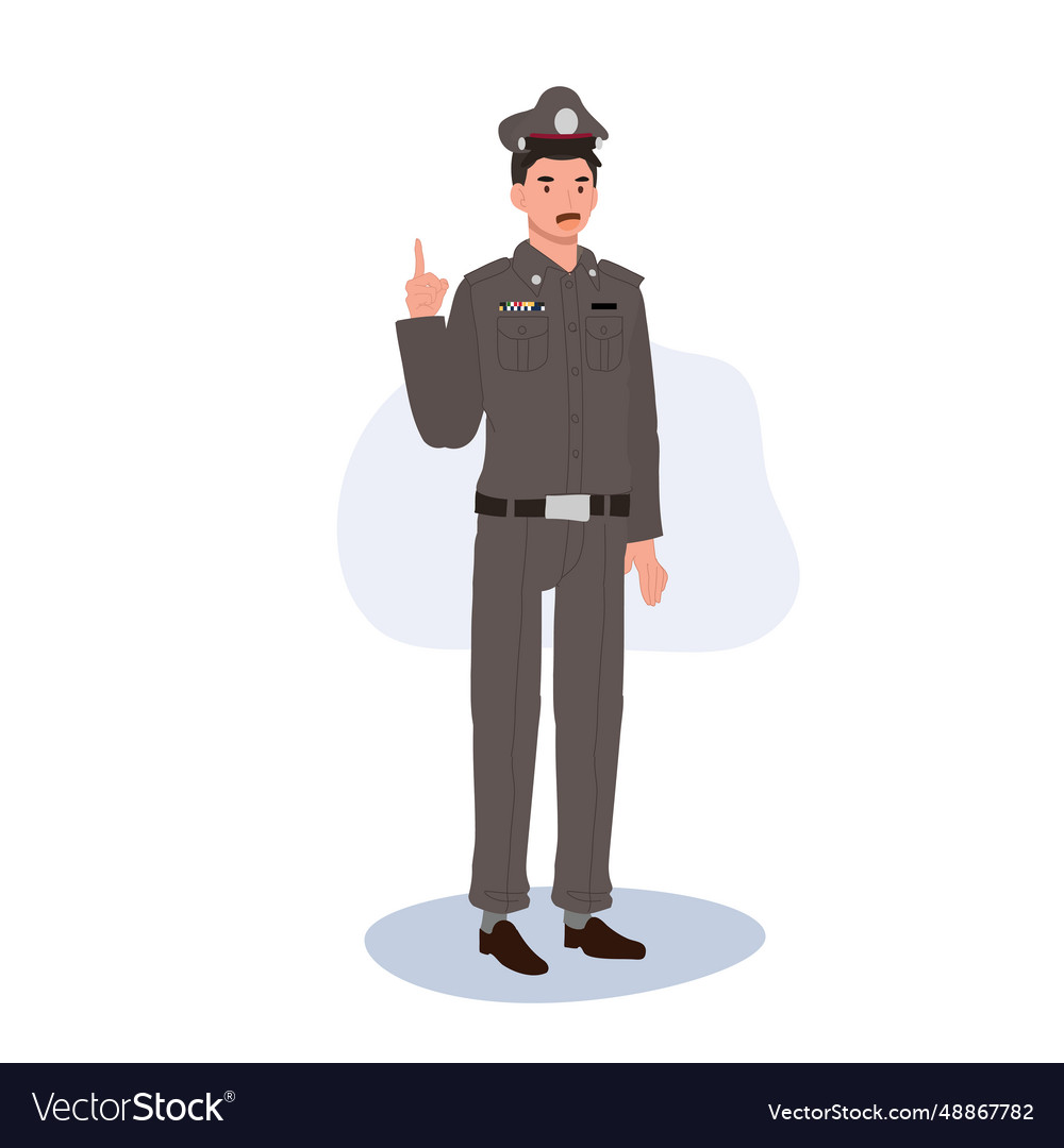 Thai policeman offering guidance cop Royalty Free Vector