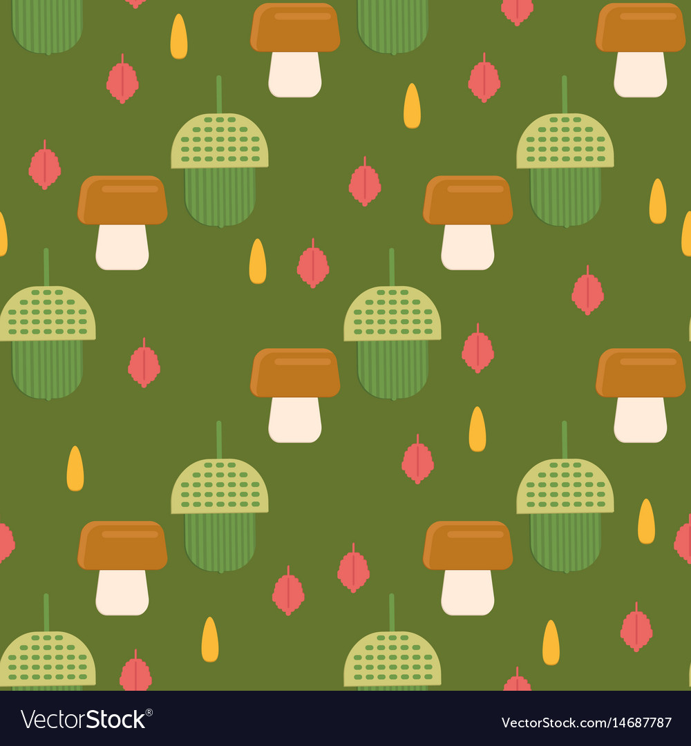 Acorn pattern with mushrooms background for web