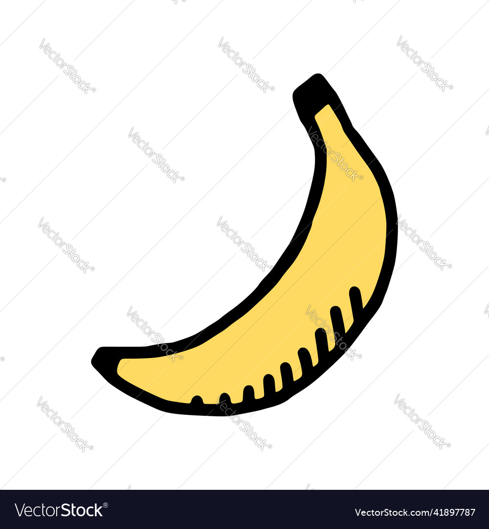 Banana doodle icon isolated on white background