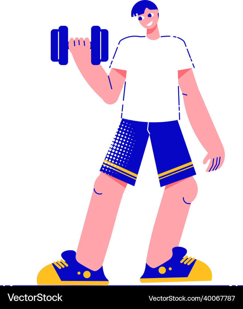 Boy with barbell composition Royalty Free Vector Image