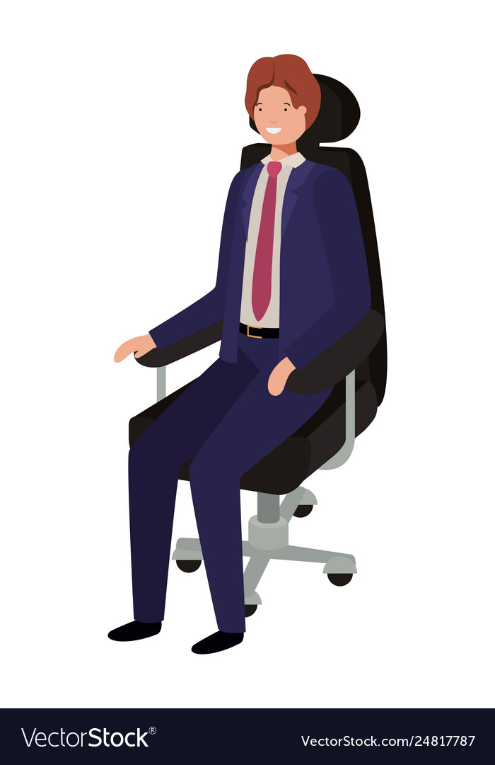 Geschäftsmann sitzen im Bürostuhl avatar vector image Geschäftsmann sitzen im Bürostuhl avatar