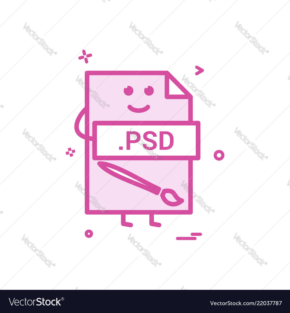 Computer psd file format type icon design vector image Computer psd file format type icon design