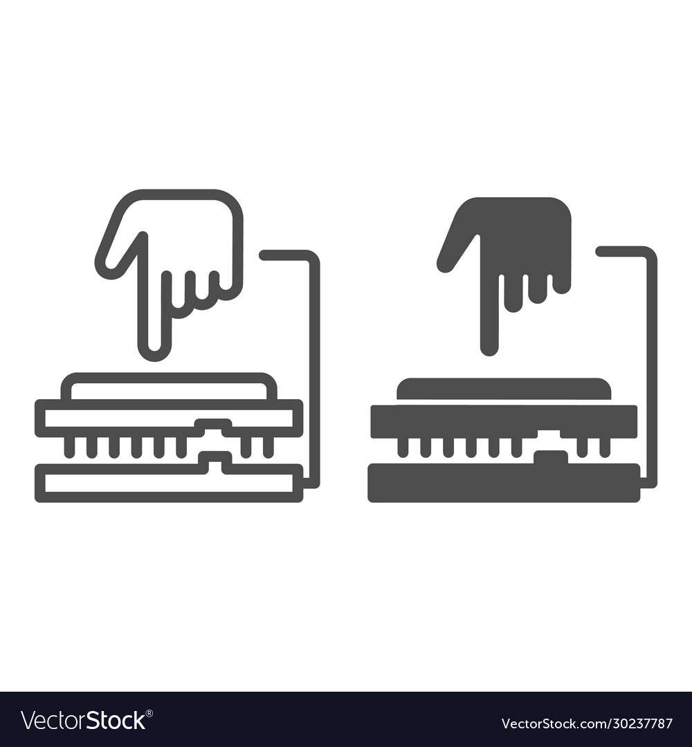 Cpu soket line and solid icon processor vector image Cpu soket line and solid icon processor