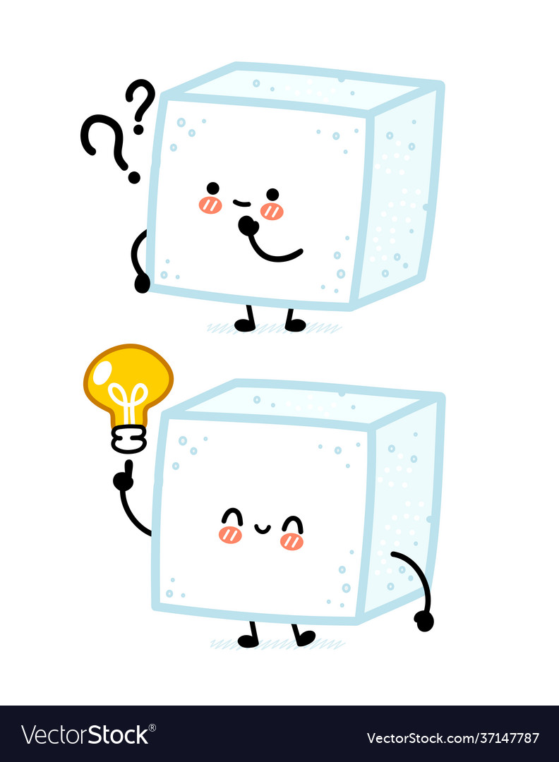 Cute sugar piece cube character with question mark