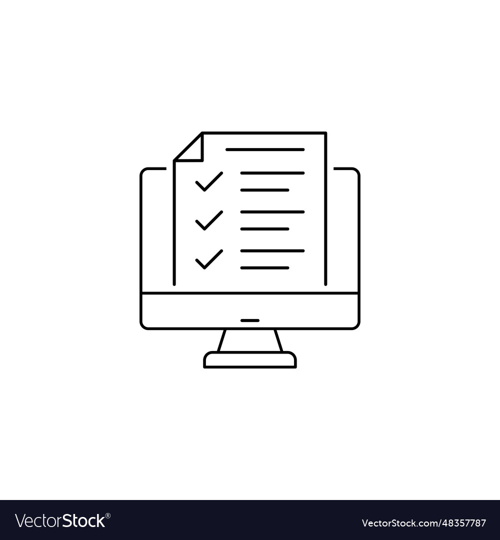 Desktop computer with digital questionnaire flat vector image Desktop computer with digital questionnaire flat