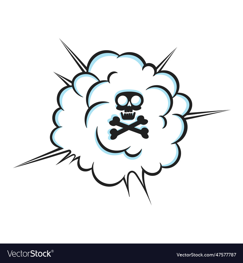 Fart smoke smelling cloud with skull and crossing Vector Image