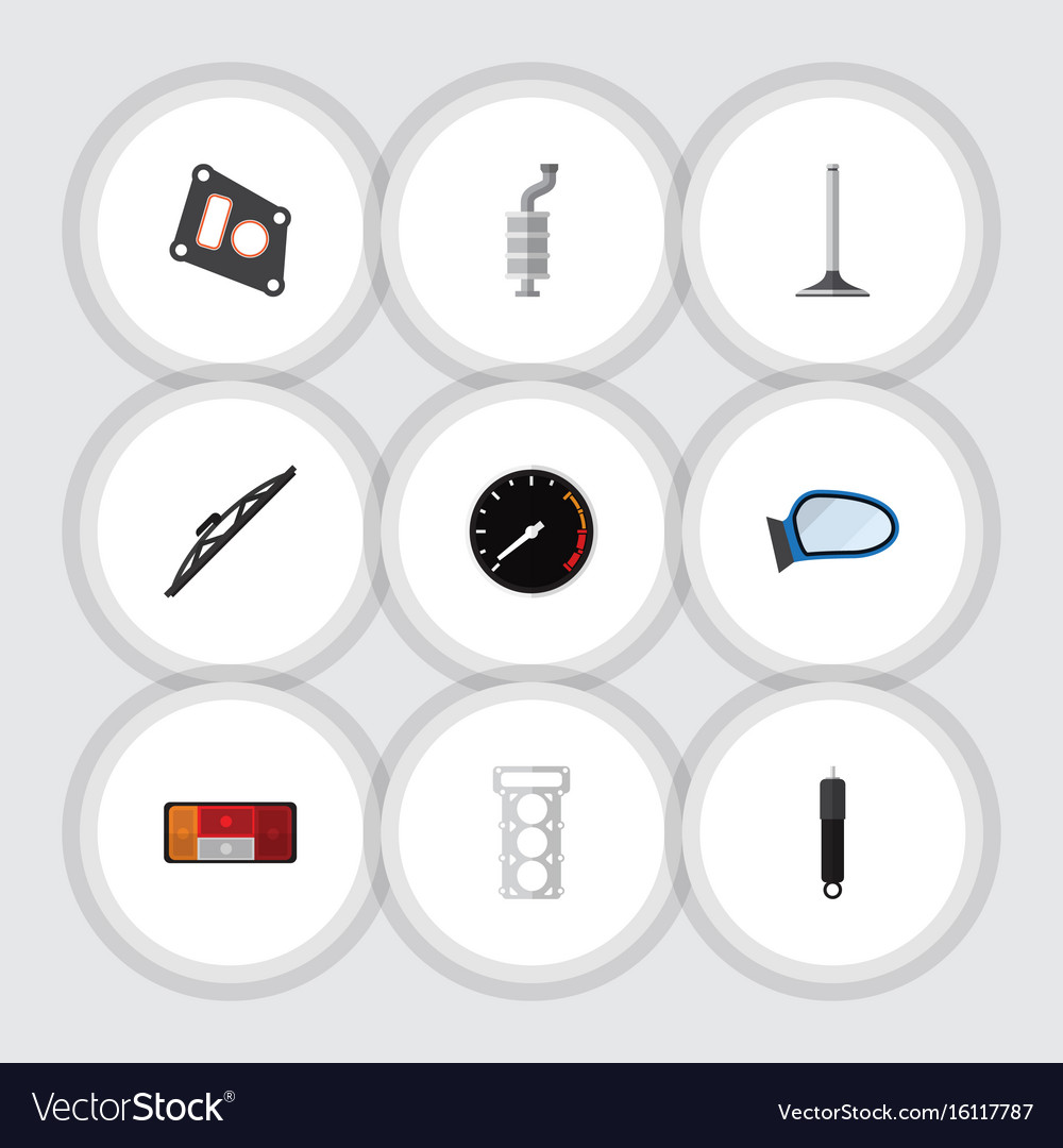 Flat icon auto set of component combustion