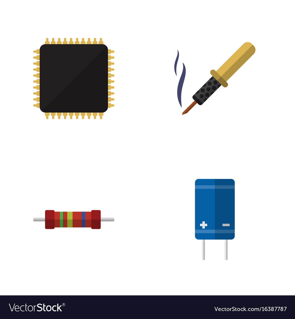 Flat icon electronics set of cpu resistance
