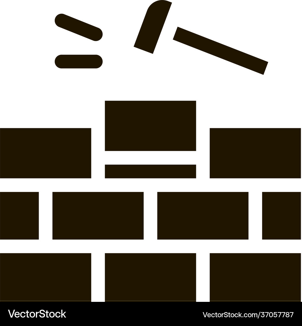 Installing brick icon glyph Royalty Free Vector Image