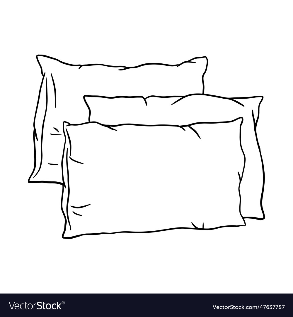 Pillows Outline Icon Doodle Sketch Royalty Free Vector Image