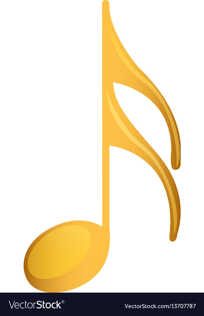 Semiquaver note in golden with background white Vector Image